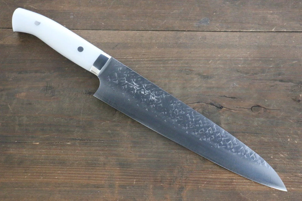 Takeshi Saji SRS13 ลายค้อนตี มีดกิวโตะ Gyuto มีดทำครัวญี่ปุ่น 240mm ด้ามหินสีขาว