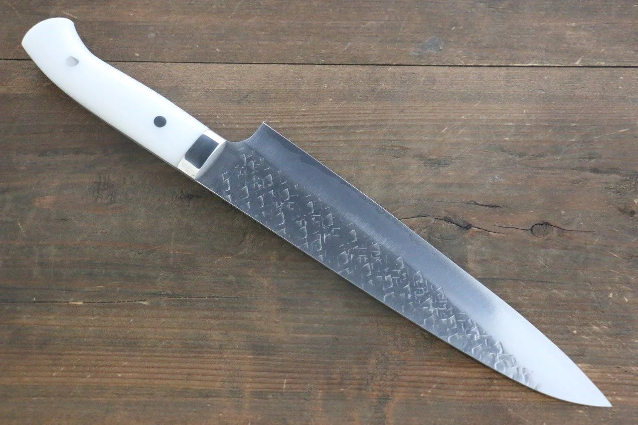 Takeshi Saji SRS13 ลายค้อนตี มีดกิวโตะ Gyuto มีดทำครัวญี่ปุ่น 240mm ด้ามหินสีขาว