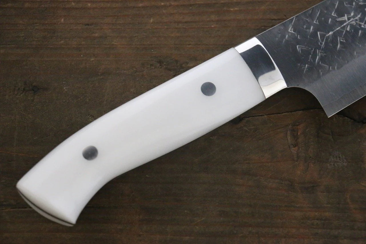 Takeshi Saji SRS13 ลายค้อนตี มีดกิวโตะ Gyuto มีดทำครัวญี่ปุ่น 240mm ด้ามหินสีขาว