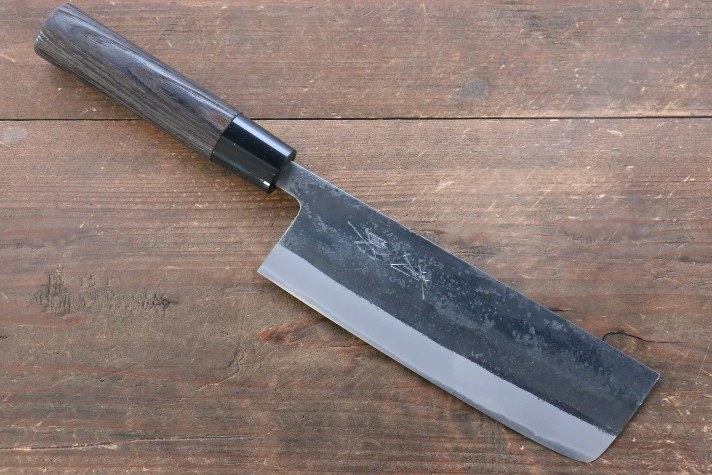 Seisuke White Steel (เหล็กกล้าขาว) Kurouchi มีดหั่นผัก Nakiri มีดทำครัวญี่ปุ่น 165mm ด้ามไม้เกาลัดเผา