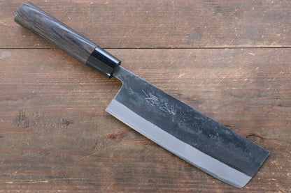 Seisuke White Steel (เหล็กกล้าขาว) Kurouchi มีดหั่นผัก Nakiri มีดทำครัวญี่ปุ่น 165mm ด้ามไม้เกาลัดเผา
