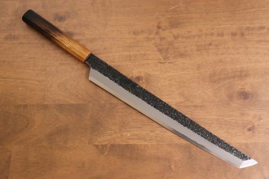 Sakai Takayuki Homura Guren Genbu Blue Steel (บลูสตีล) No.2 Kurouchi ลายค้อนตี มีด Sakimaru Yanagiba มีดทำครัวญี่ปุ่น 300mm ด้ามไม้โอ๊กเผา