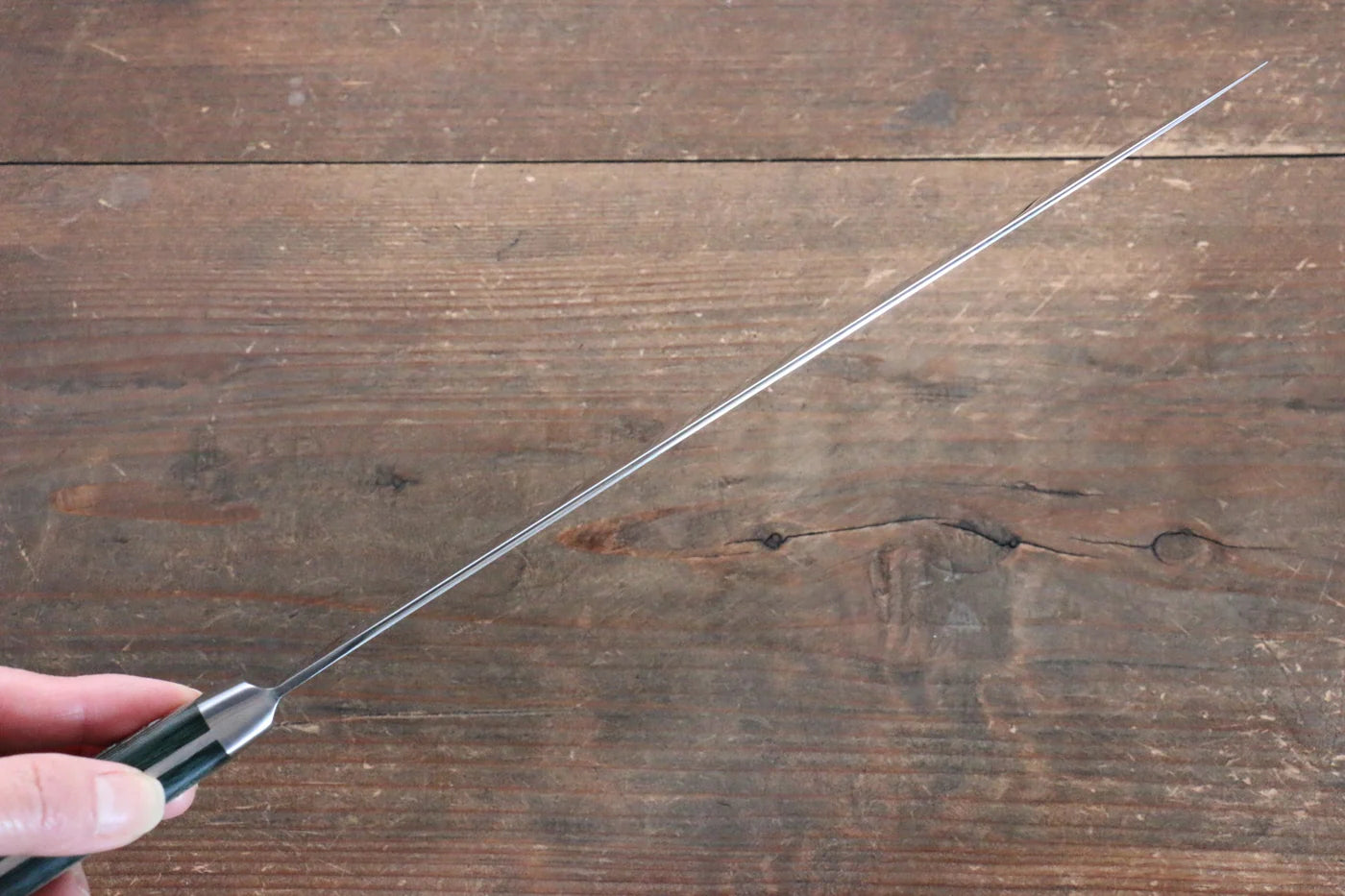 Sakai Takayuki Grand Chef Grand Chef สเเตนเลส มีดเลาะเอ็น Sujihiki มีดทำครัวญี่ปุ่น 240mm ด้าม Micarta เขียว