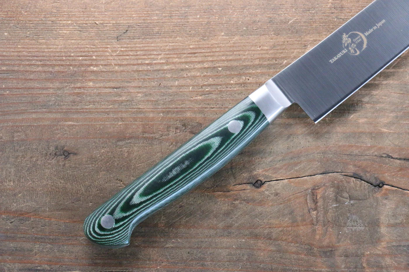 Sakai Takayuki Grand Chef Grand Chef สเเตนเลส มีดเลาะเอ็น Sujihiki มีดทำครัวญี่ปุ่น 240mm ด้าม Micarta เขียว