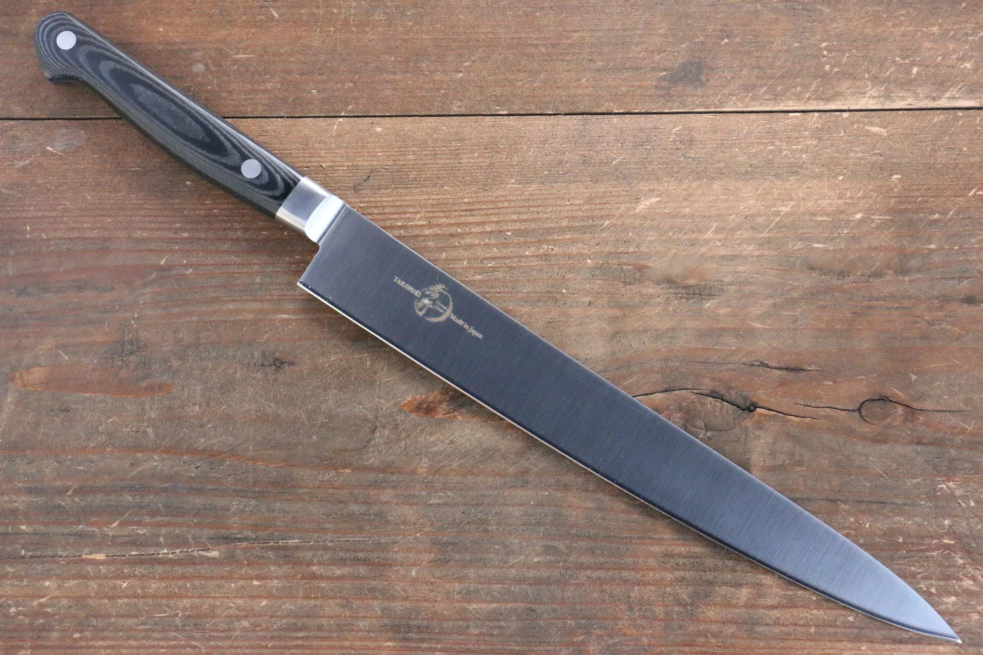 Sakai Takayuki Grand Chef Grand Chef สเเตนเลส มีดเลาะเอ็น Sujihiki มีดทำครัวญี่ปุ่น 240mm ด้าม Micarta ดำ