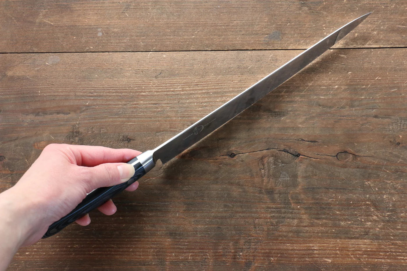 Sakai Takayuki Grand Chef Grand Chef สเเตนเลส มีดเลาะเอ็น Sujihiki มีดทำครัวญี่ปุ่น 240mm ด้าม Micarta ดำ