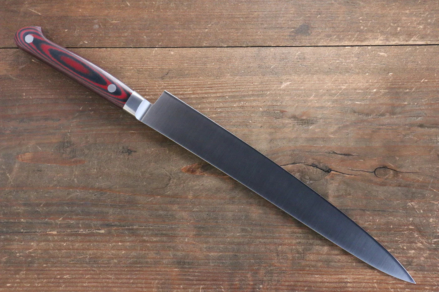 Sakai Takayuki Grand Chef Grand Chef สเเตนเลส มีดเลาะเอ็น Sujihiki มีดทำครัวญี่ปุ่น 240mm ด้าม Micarta น้ำตาล