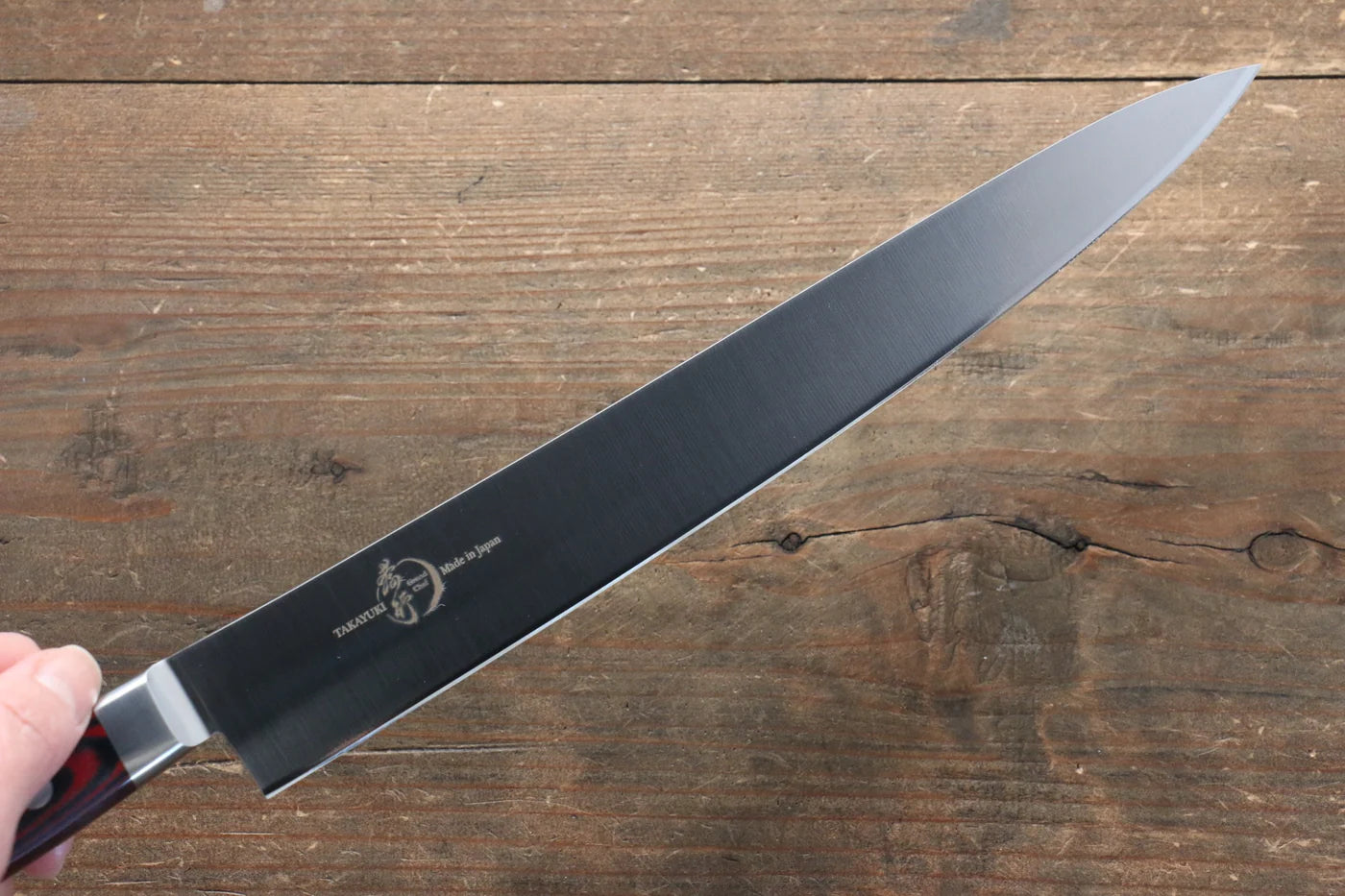 Sakai Takayuki Grand Chef Grand Chef สเเตนเลส มีดเลาะเอ็น Sujihiki มีดทำครัวญี่ปุ่น 240mm ด้าม Micarta น้ำตาล