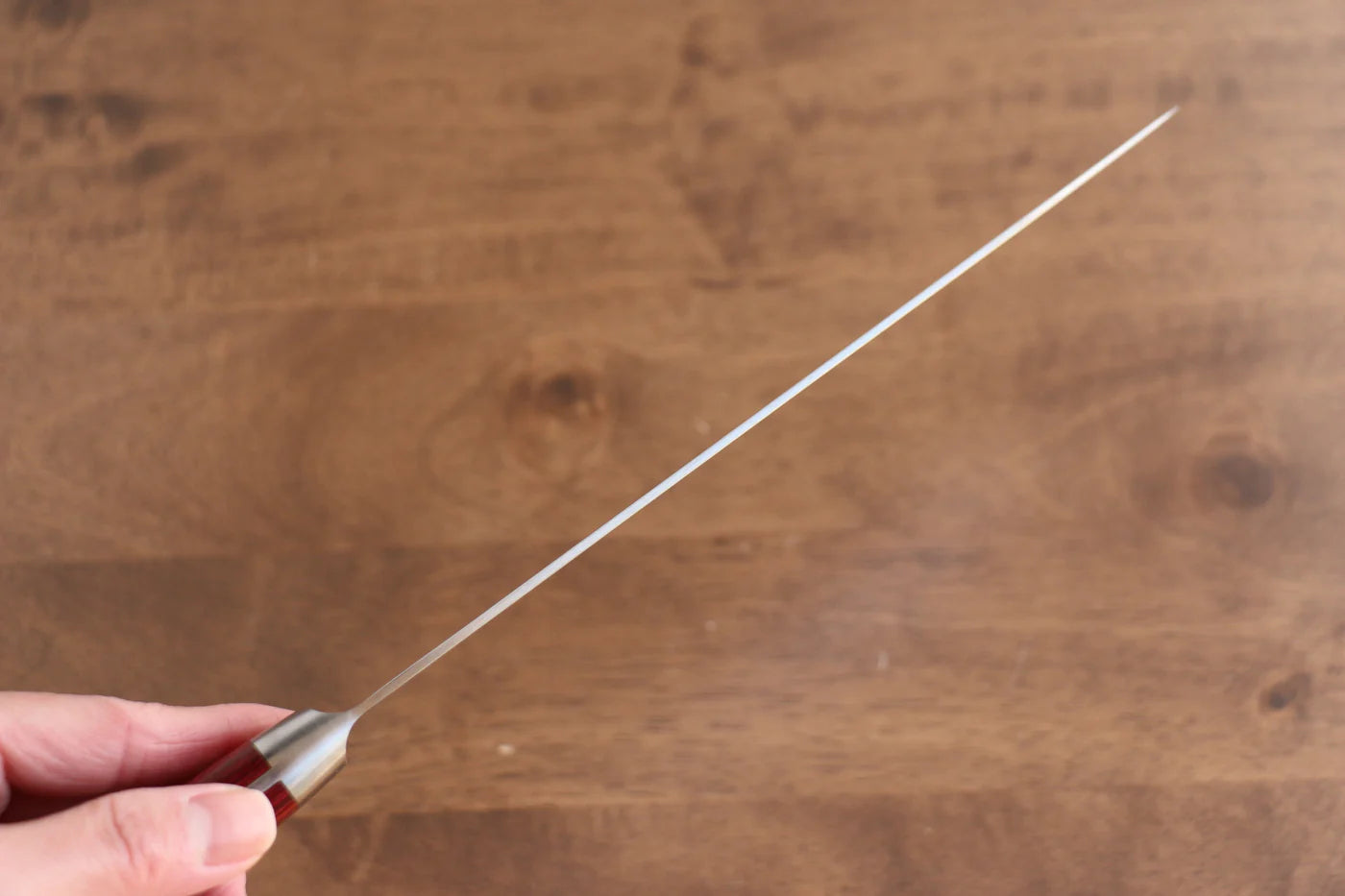 Seisuke Nami AUS10 ขัดขึ้นเงากระจก ลายดามัสกัส มีดกิวโตะ Gyuto มีดทำครัวญี่ปุ่น 210mm ด้ามไม้ Pakka wood สีแดง