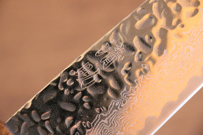 Seisuke Tsukikage AUS10 ขัด ดามัสกัส ลายค้อนตี มีดสำหรับการใช้งานได้ทั่วไป Bunka มีดทำครัวญี่ปุ่น 170mm ด้ามโอ๊ค