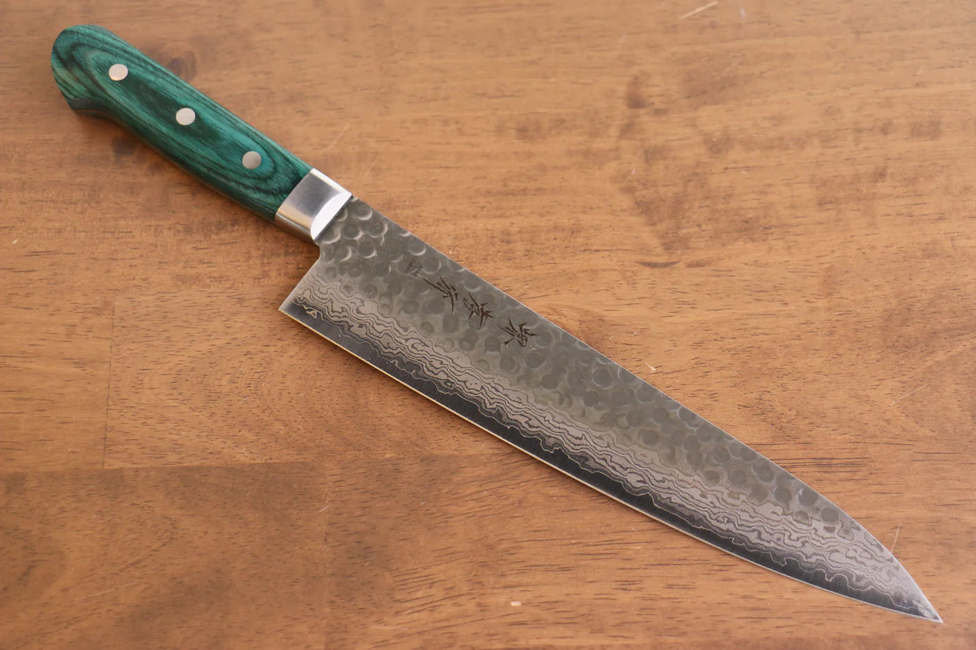 Sakai Takayuki VG10 ดามัสกัส 17 ชั้น มีดกิวโตะ Gyuto มีดทำครัวญี่ปุ่น 240mm ด้ามไม้ Pakka wood เขียว