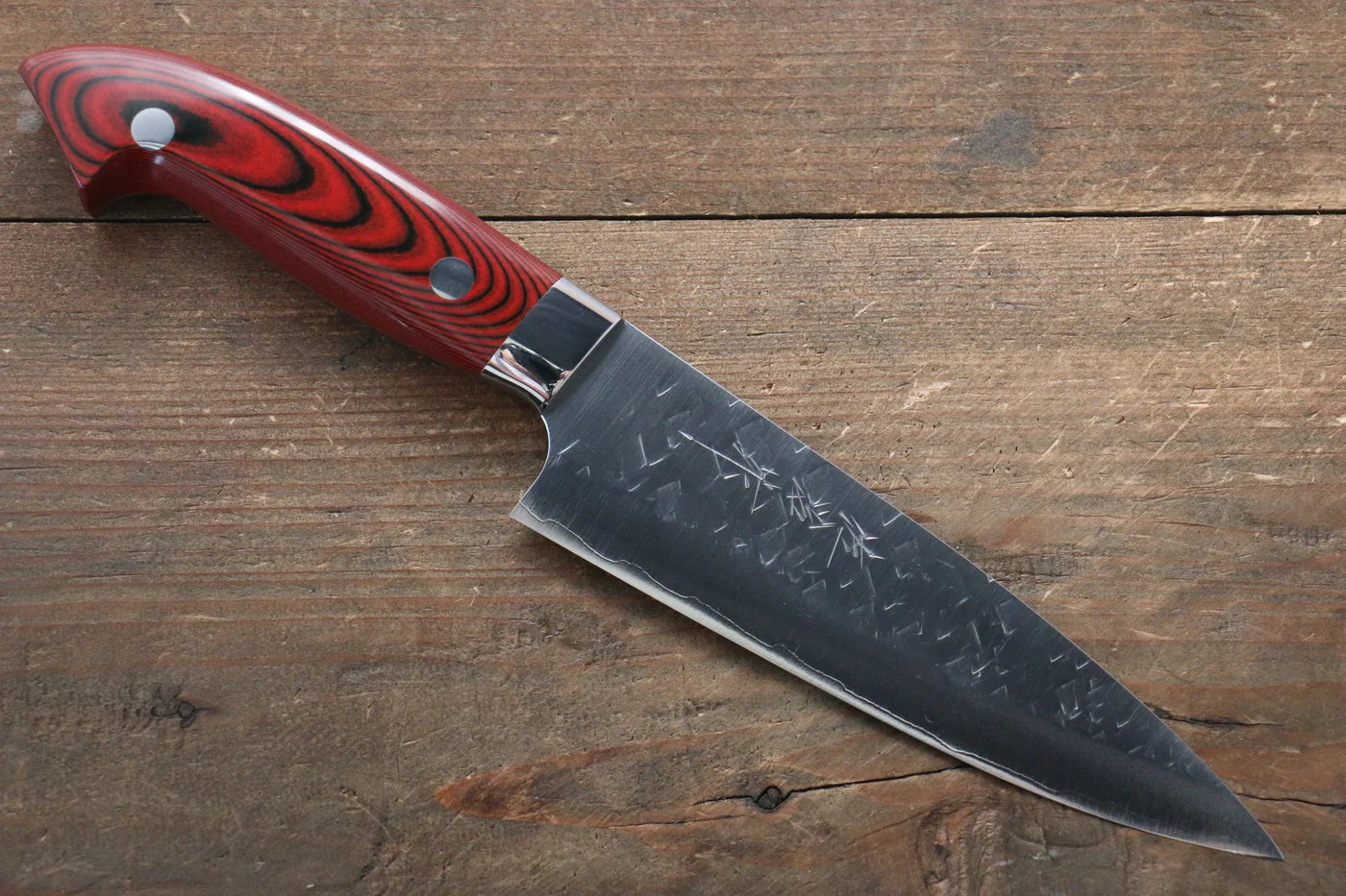 Takeshi Saji SRS13 ลายค้อนตี มีดขนาดเล็ก  Petty มีดทำครัวญี่ปุ่น 135mm ด้าม Micarta แดง