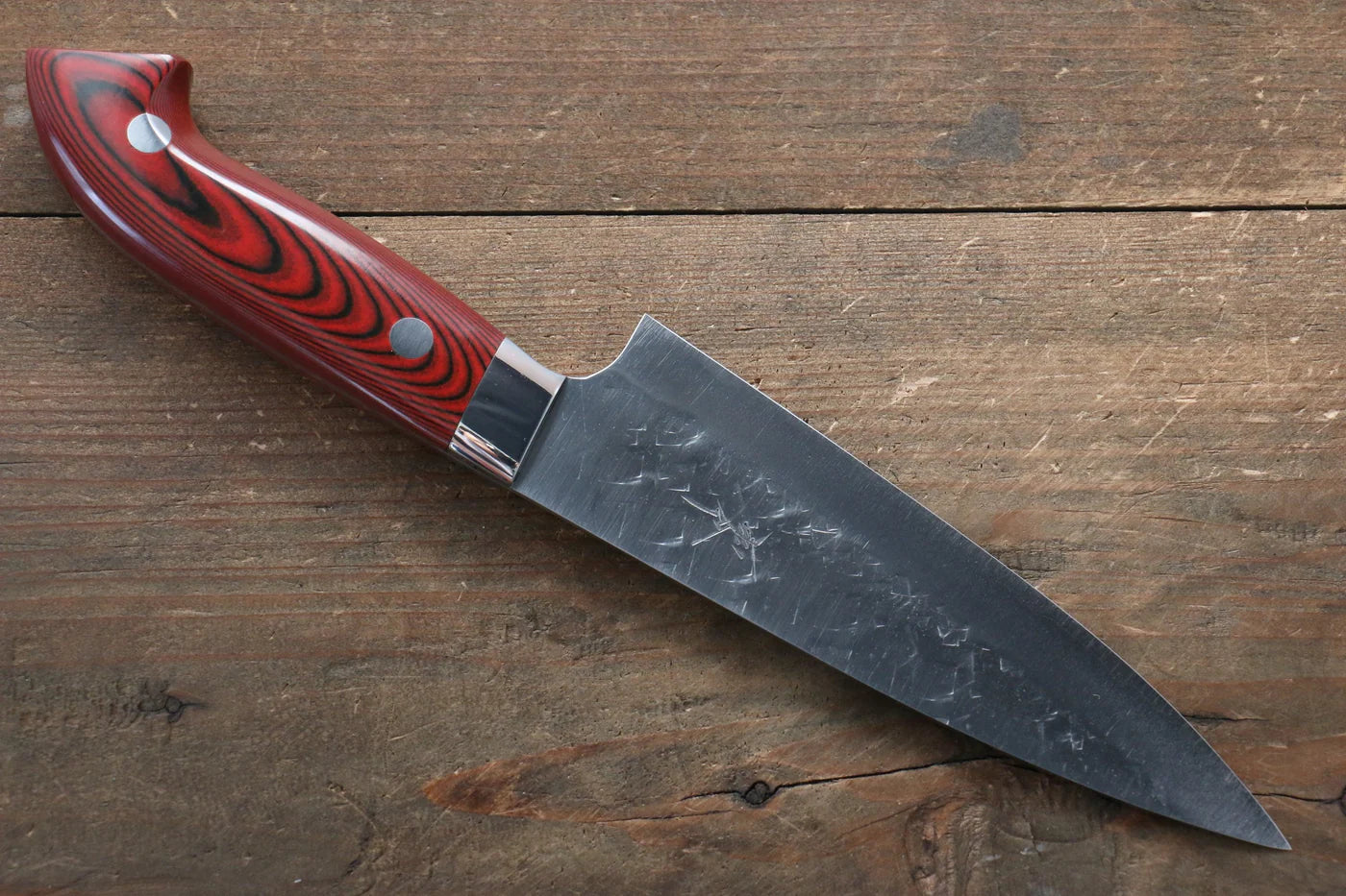Takeshi Saji SRS13 ลายค้อนตี มีดขนาดเล็ก  Petty มีดทำครัวญี่ปุ่น 135mm ด้าม Micarta แดง
