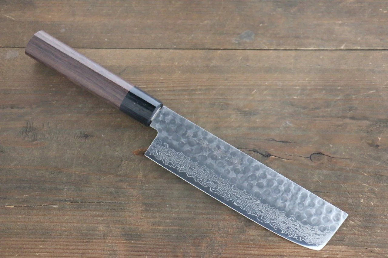 Sakai Takayuki AUS10 ดามัสกัส 45 ชั้น มีดหั่นผัก Nakiri มีดทำครัวญี่ปุ่น 160mm ด้ามไม้พะยูง