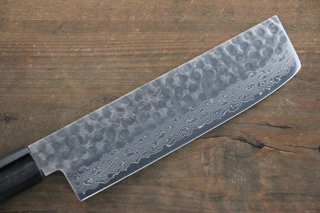 Sakai Takayuki AUS10 ดามัสกัส 45 ชั้น มีดหั่นผัก Nakiri มีดทำครัวญี่ปุ่น 160mm ด้ามไม้พะยูง