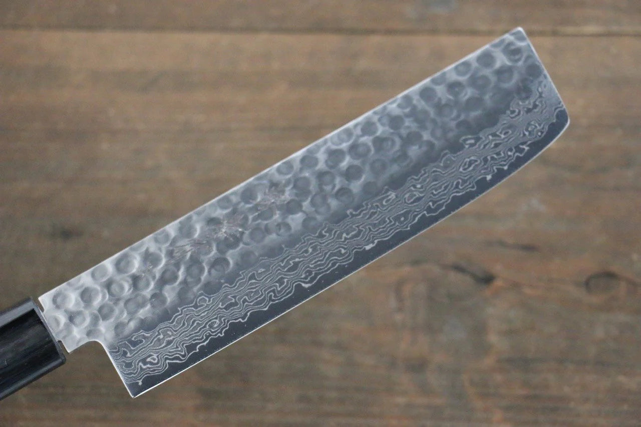 Sakai Takayuki AUS10 ดามัสกัส 45 ชั้น มีดหั่นผัก Nakiri มีดทำครัวญี่ปุ่น 160mm ด้ามไม้พะยูง