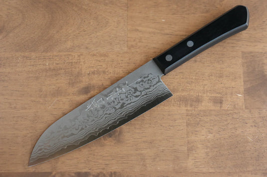 Nao Yamamoto VG10 ดามัสกัส มีด Santoku มีดทำครัวญี่ปุ่น 170mm ด้ามไม้ Pakka wood สีดำ