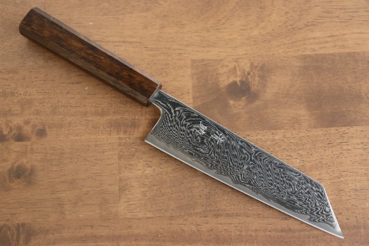 Seisuke Nami AUS10 ขัดขึ้นเงากระจก ลายดามัสกัส มีดสำหรับการใช้งานได้ทั่วไป Bunka มีดทำครัวญี่ปุ่น 180mm ด้ามโอ๊ค