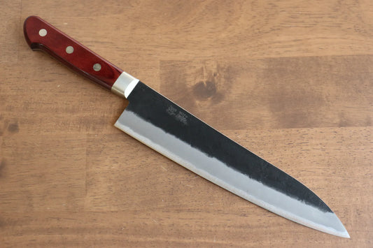 Seisuke Kuronashi Blue Super (บลูซุปเปอร์สตีล) ลายคล้ายผิวลูกสาลี่ Kurouchi มีดกิวโตะ Gyuto มีดทำครัวญี่ปุ่น 210mm ด้ามไม้ Pakka wood สีแดง