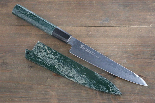 Sakai Takayuki VG10 33 ชั้น ดามัสกัส ลายค้อนตี มีดขนาดเล็ก  Petty มีดทำครัวญี่ปุ่น 150mm ด้ามเคลือบสีเขียว มีฝัก (ปลอก) มีด