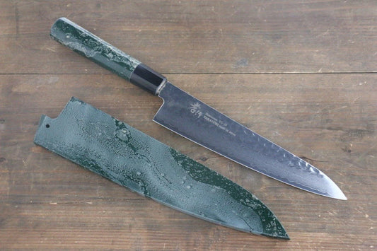 Sakai Takayuki VG10 33 ชั้น ดามัสกัส ลายค้อนตี มีดกิวโตะ Gyuto มีดทำครัวญี่ปุ่น 210mm ด้ามเคลือบสีเขียว มีฝัก (ปลอก) มีด