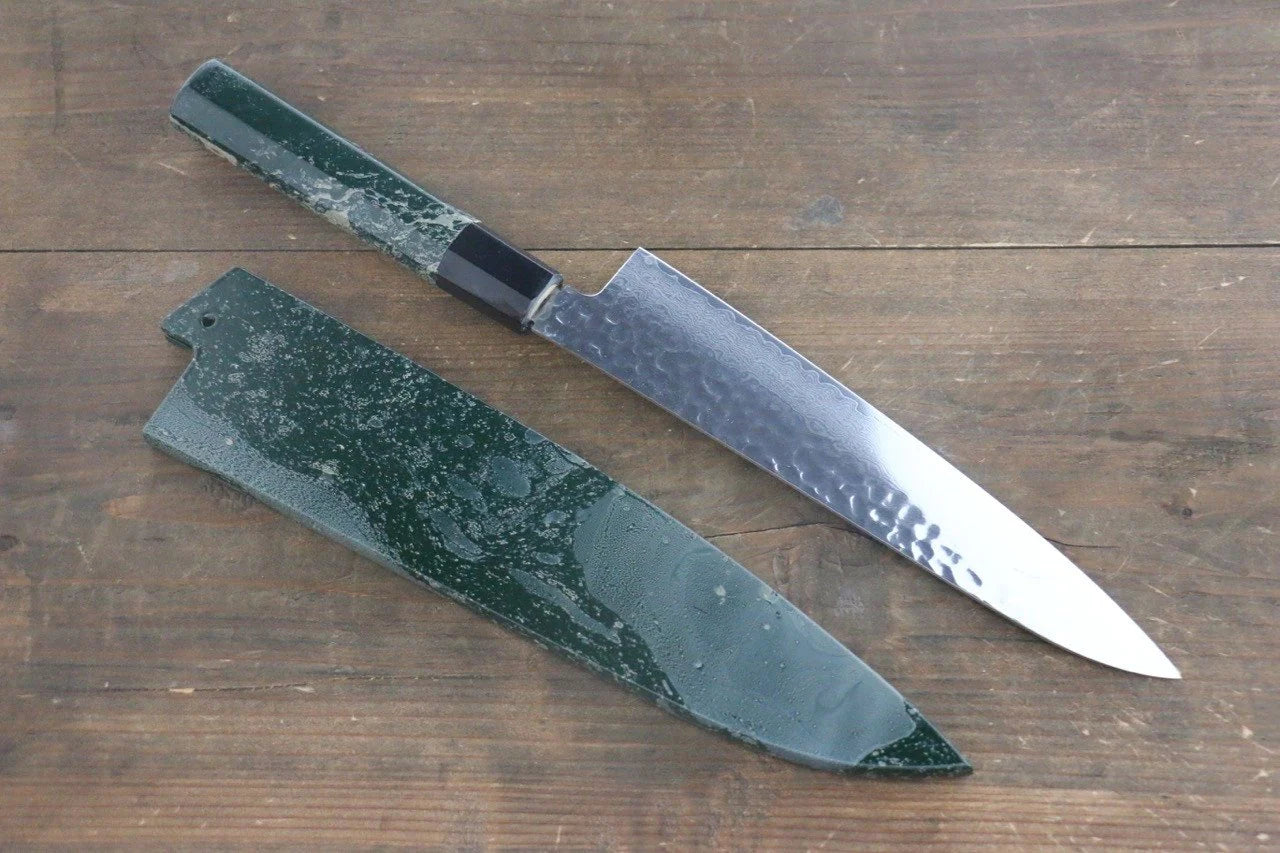 Sakai Takayuki VG10 33 ชั้น ดามัสกัส ลายค้อนตี มีดกิวโตะ Gyuto มีดทำครัวญี่ปุ่น 210mm ด้ามเคลือบสีเขียว มีฝัก (ปลอก) มีด
