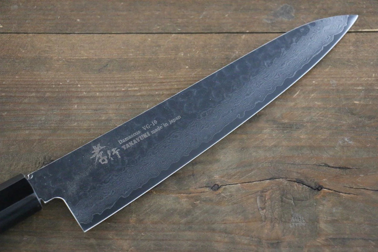 Sakai Takayuki VG10 33 ชั้น ดามัสกัส ลายค้อนตี มีดกิวโตะ Gyuto มีดทำครัวญี่ปุ่น 210mm ด้ามเคลือบสีเขียว มีฝัก (ปลอก) มีด