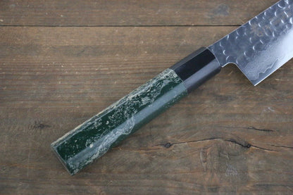 Sakai Takayuki VG10 33 ชั้น ดามัสกัส ลายค้อนตี มีดกิวโตะ Gyuto มีดทำครัวญี่ปุ่น 210mm ด้ามเคลือบสีเขียว มีฝัก (ปลอก) มีด