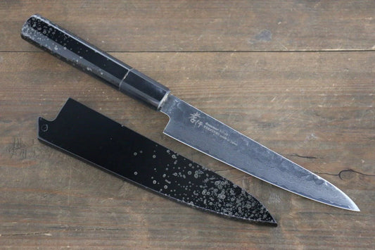 Sakai Takayuki VG10 33 ชั้น ดามัสกัส ลายค้อนตี มีดขนาดเล็ก  Petty มีดทำครัวญี่ปุ่น 150mm ด้ามเคลือบลายจุดสีเงิน มีฝัก (ปลอก) มีด