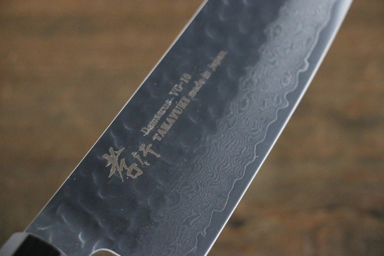Sakai Takayuki VG10 33 ชั้น ดามัสกัส ลายค้อนตี มีด Santoku มีดทำครัวญี่ปุ่น 170mm ด้ามเคลือบลายจุดสีเงิน มีฝัก (ปลอก) มีด