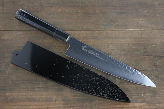 Sakai Takayuki VG10 33 ชั้น ดามัสกัส ลายค้อนตี มีดกิวโตะ Gyuto มีดทำครัวญี่ปุ่น 210mm ด้ามเคลือบลายจุดสีเงิน มีฝัก (ปลอก) มีด