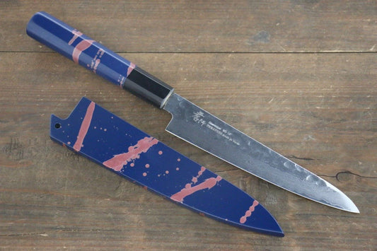 Sakai Takayuki VG10 33 ชั้น ดามัสกัส ลายค้อนตี มีดขนาดเล็ก  Petty มีดทำครัวญี่ปุ่น 150mm ด้ามเคลือบสีน้ำเงิน มีฝัก (ปลอก) มีด