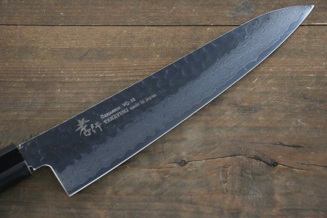 Sakai Takayuki VG10 33 ชั้น ดามัสกัส ลายค้อนตี มีดกิวโตะ Gyuto มีดทำครัวญี่ปุ่น 210mm ด้ามเคลือบสีน้ำเงิน มีฝัก (ปลอก) มีด