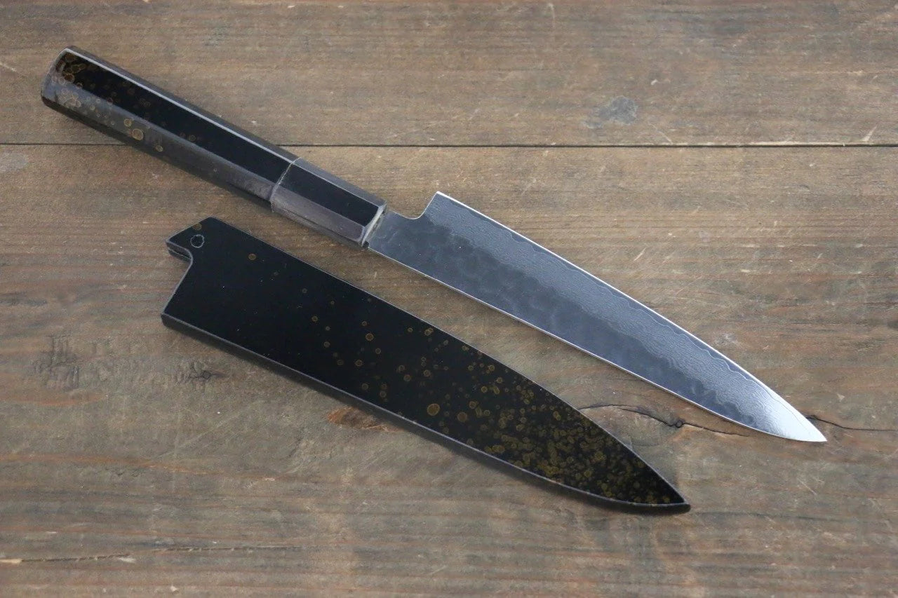 Sakai Takayuki VG10 33 ชั้น ดามัสกัส ลายค้อนตี มีดขนาดเล็ก  Petty มีดทำครัวญี่ปุ่น 150mm ด้ามเคลือบสีทอง มีฝัก (ปลอก) มีด