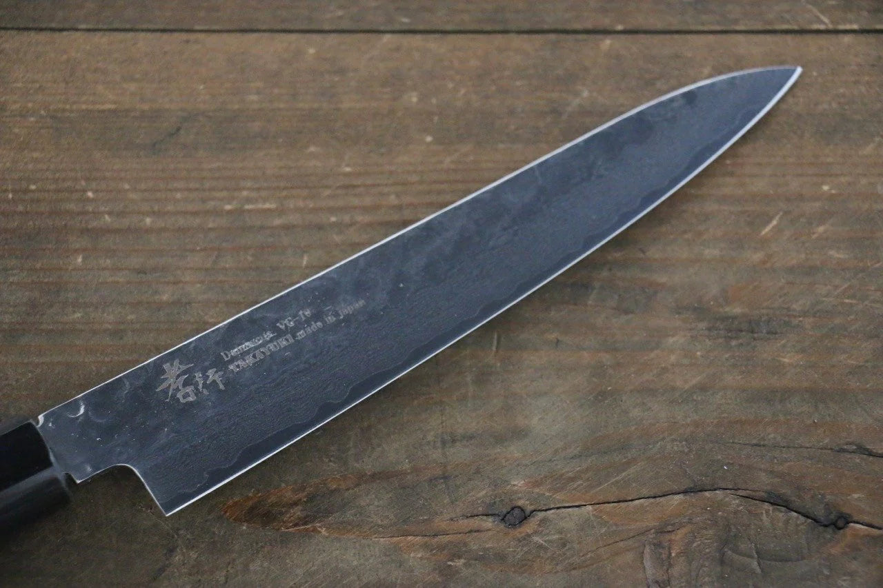 Sakai Takayuki VG10 33 ชั้น ดามัสกัส ลายค้อนตี มีดขนาดเล็ก  Petty มีดทำครัวญี่ปุ่น 150mm ด้ามเคลือบสีทอง มีฝัก (ปลอก) มีด