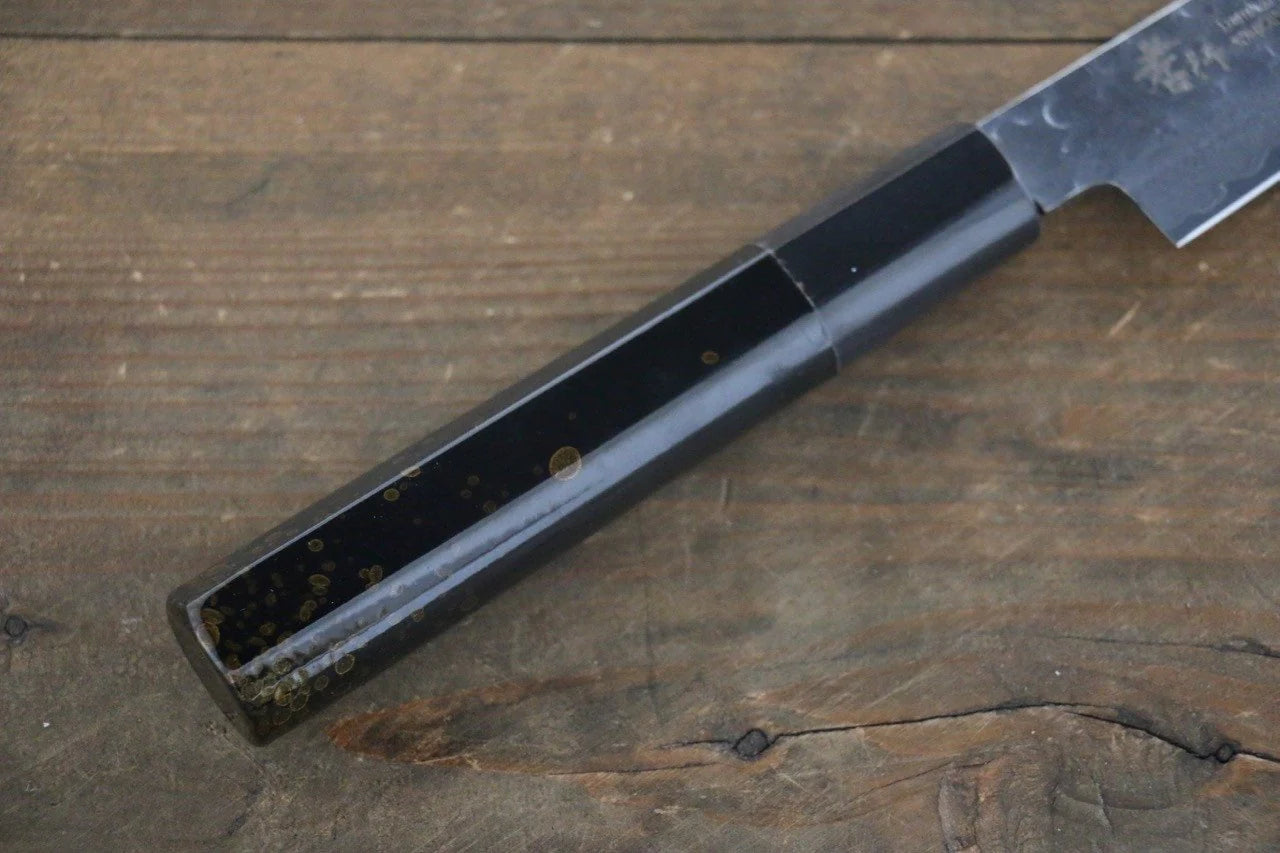 Sakai Takayuki VG10 33 ชั้น ดามัสกัส ลายค้อนตี มีดขนาดเล็ก  Petty มีดทำครัวญี่ปุ่น 150mm ด้ามเคลือบสีทอง มีฝัก (ปลอก) มีด
