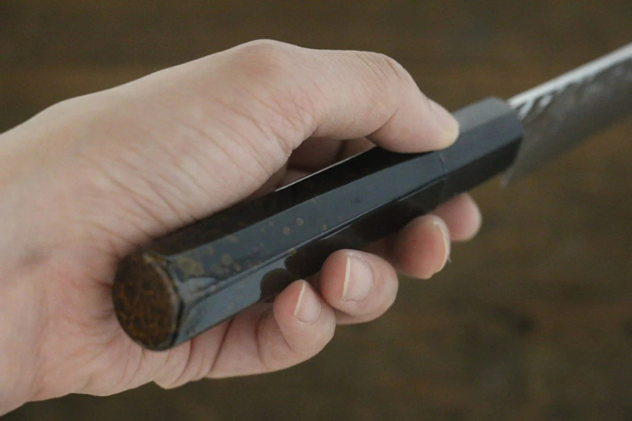 Sakai Takayuki VG10 33 ชั้น ดามัสกัส ลายค้อนตี มีดขนาดเล็ก  Petty มีดทำครัวญี่ปุ่น 150mm ด้ามเคลือบสีทอง มีฝัก (ปลอก) มีด