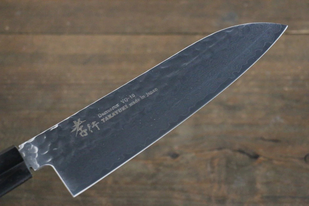Sakai Takayuki VG10 33 ชั้น ดามัสกัส ลายค้อนตี มีด Santoku มีดทำครัวญี่ปุ่น 170mm ด้ามเคลือบสีทอง มีฝัก (ปลอก) มีด