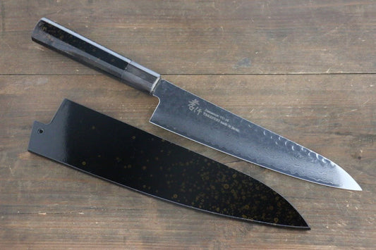 Sakai Takayuki VG10 33 ชั้น ดามัสกัส ลายค้อนตี มีดกิวโตะ Gyuto มีดทำครัวญี่ปุ่น 210mm ด้ามเคลือบสีทอง มีฝัก (ปลอก) มีด