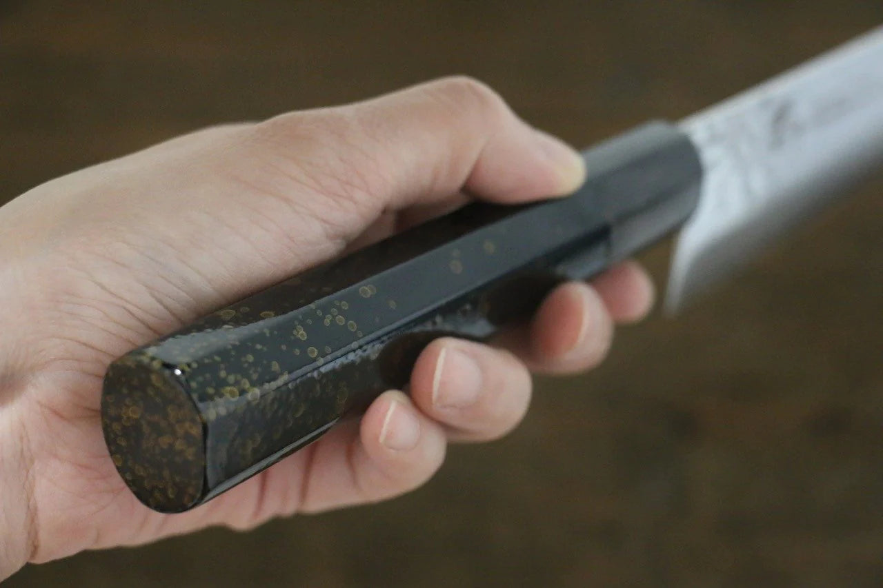 Sakai Takayuki VG10 33 ชั้น ดามัสกัส ลายค้อนตี มีดกิวโตะ Gyuto มีดทำครัวญี่ปุ่น 210mm ด้ามเคลือบสีทอง มีฝัก (ปลอก) มีด