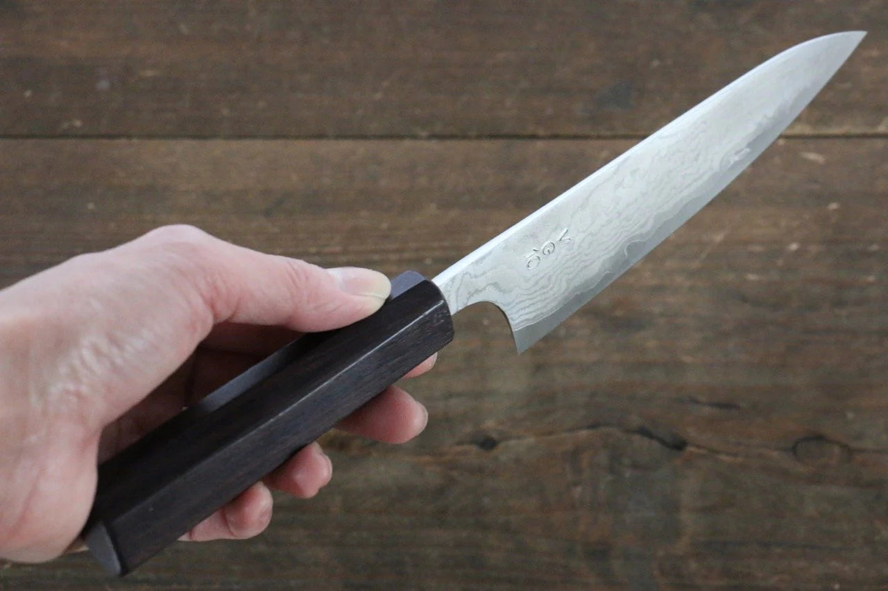 Nao Yamamoto VG10 ดามัสกัส มีดขนาดเล็ก  Petty มีดทำครัวญี่ปุ่น 130mm ด้ามไม้พะยูง