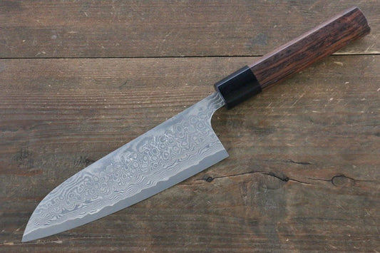Nao Yamamoto R2/SG2 ดามัสกัส มีด Santoku มีดทำครัวญี่ปุ่น 170mm ด้ามไม้พะยูง