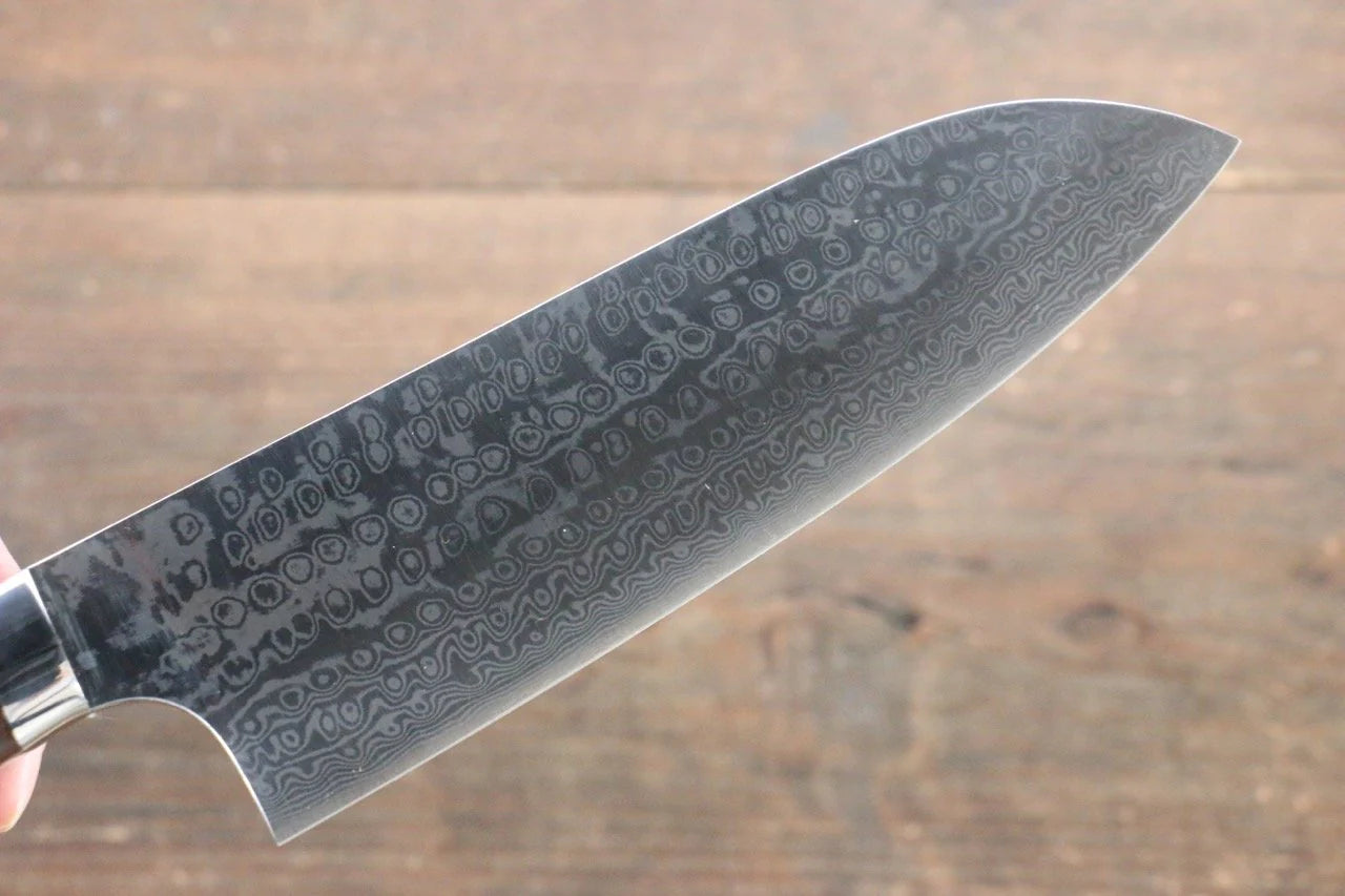 Nao Yamamoto Coreless (ไร้เเกน) ดามัสกัส มีด Santoku มีดทำครัวญี่ปุ่น 170mm ด้ามต้นไอรอนวููด