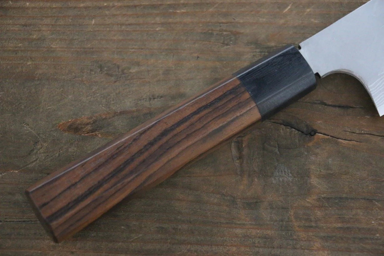 Hideo Kitaoka White Steel (เหล็กกล้าขาว) No.2 ดามัสกัส มีด Usubaทรงสี่เหลี่ยม มีดทำครัวญี่ปุ่น 180mm ด้ามไม้พะยูง