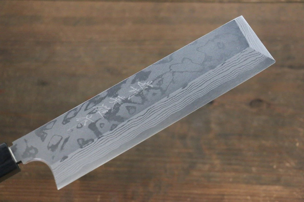 Hideo Kitaoka White Steel (เหล็กกล้าขาว) No.2 ดามัสกัส มีด Usubaทรงสี่เหลี่ยม มีดทำครัวญี่ปุ่น 180mm ด้ามไม้พะยูง
