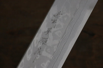 Hideo Kitaoka White Steel (เหล็กกล้าขาว) No.2 ดามัสกัส มีด Usubaทรงสี่เหลี่ยม มีดทำครัวญี่ปุ่น 180mm ด้ามไม้พะยูง