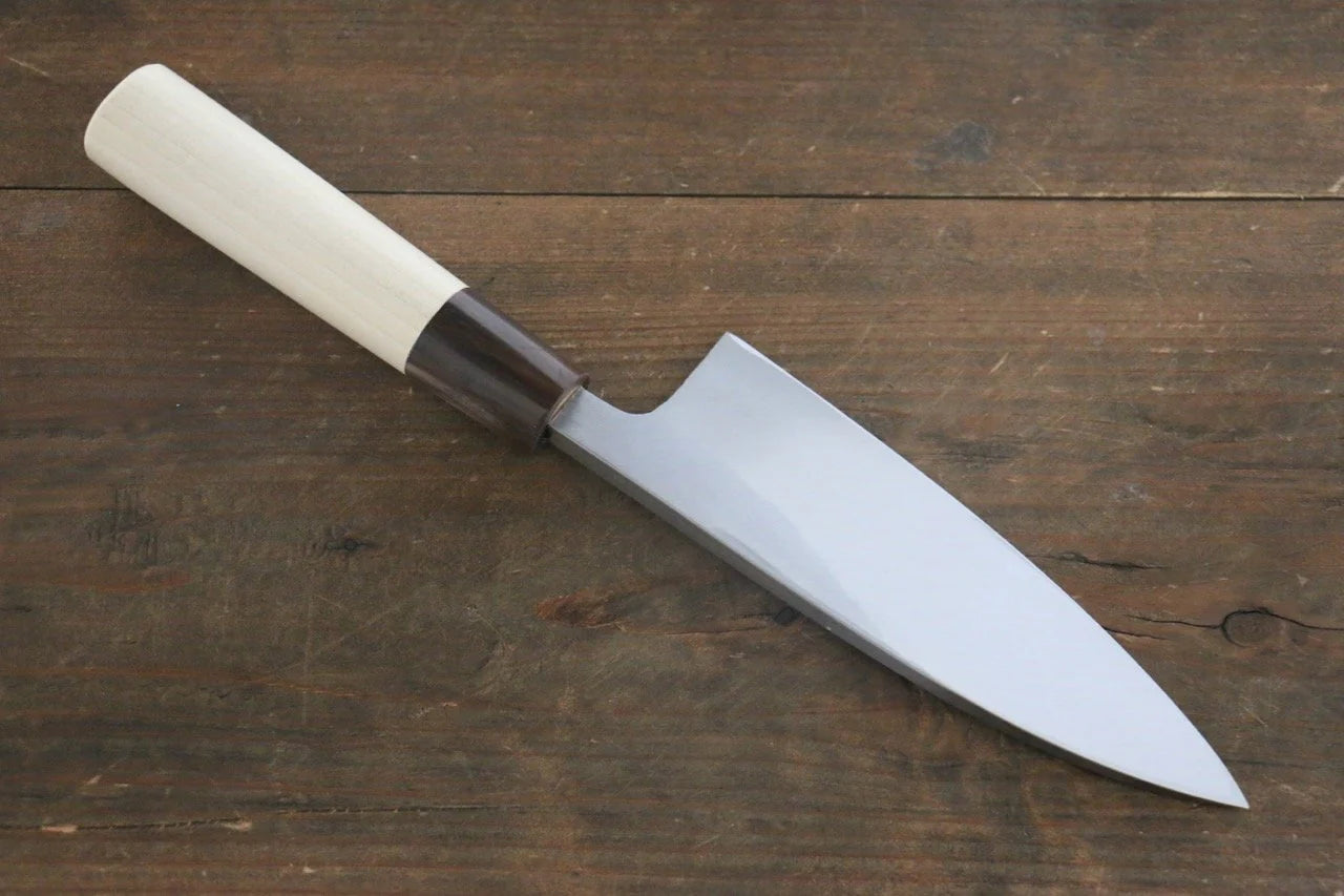 Sakai Takayuki Kasumitogi White Steel (เหล็กกล้าขาว) สลักลายตะกร้อญี่ปุ่น มีด Deba มีดทำครัวญี่ปุ่น