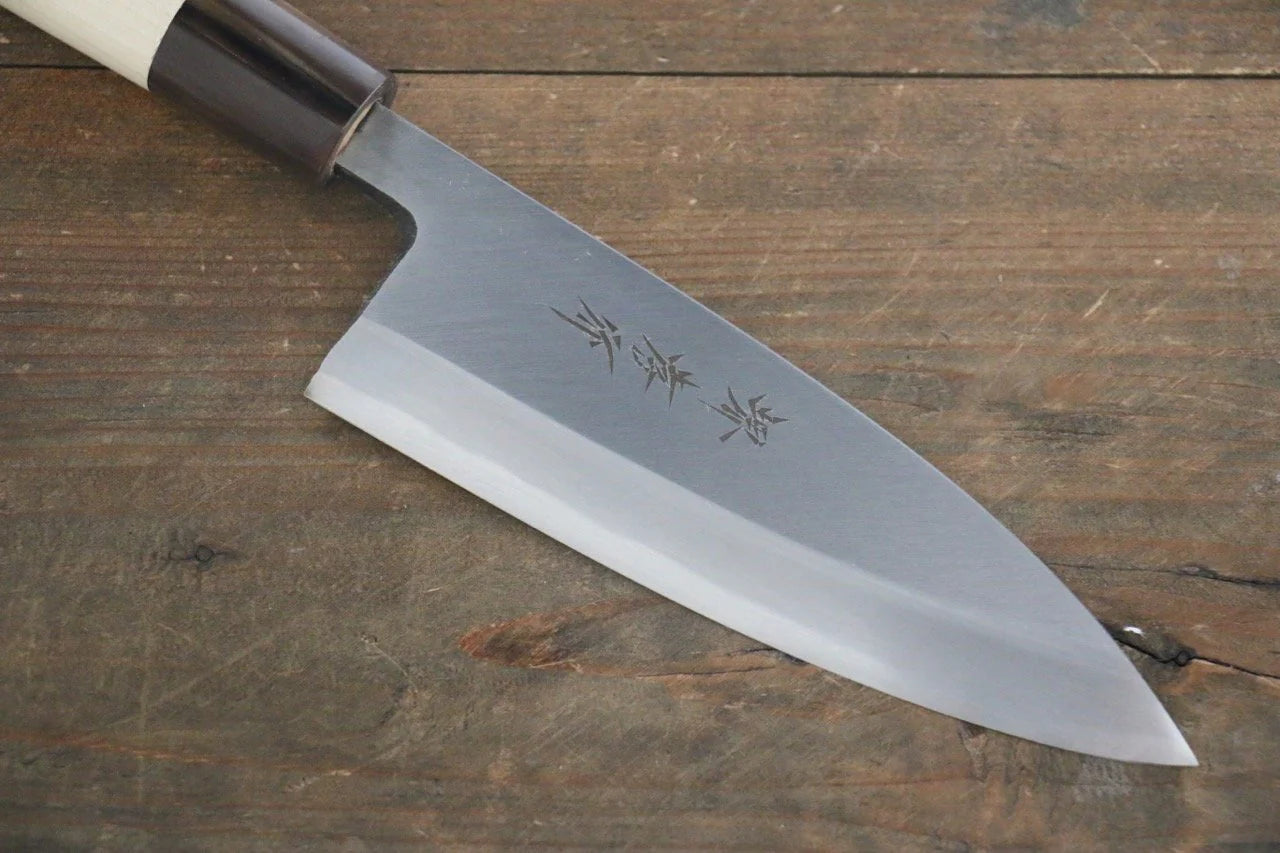 Sakai Takayuki Kasumitogi White Steel (เหล็กกล้าขาว) สลักลายคล้ายลูกศร มีด Deba มีดทำครัวญี่ปุ่น