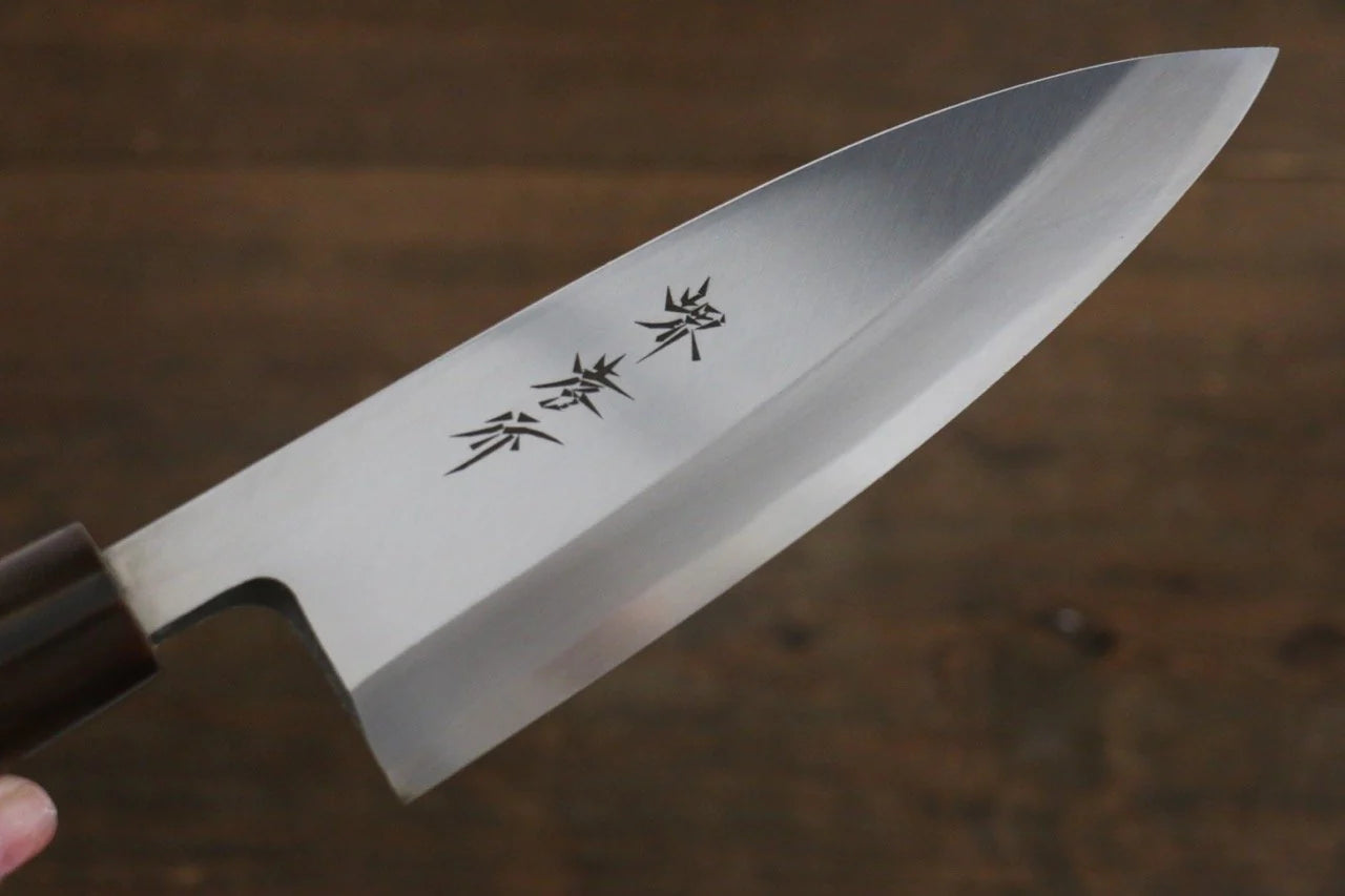 Sakai Takayuki Kasumitogi White Steel (เหล็กกล้าขาว) สลักลายคล้ายลูกศร มีด Deba มีดทำครัวญี่ปุ่น