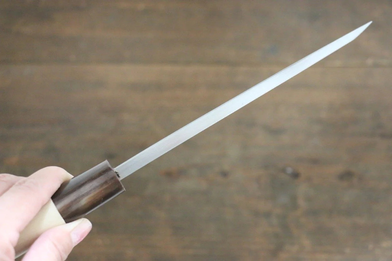 Sakai Takayuki Kasumitogi White Steel (เหล็กกล้าขาว) สลักลายตะกร้อญี่ปุ่น มีด Deba มีดทำครัวญี่ปุ่น